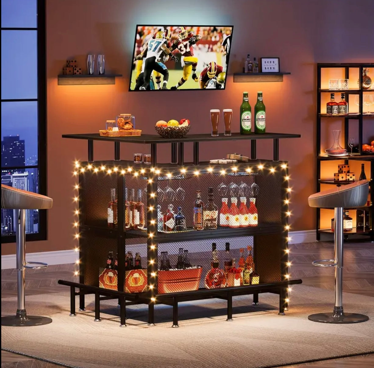 2-Tier L-Shaped Home Bar