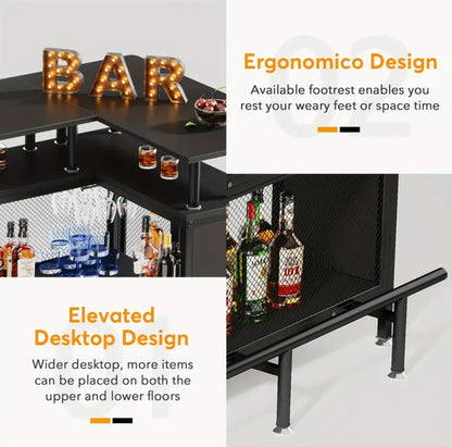 2-Tier L-Shaped Home Bar