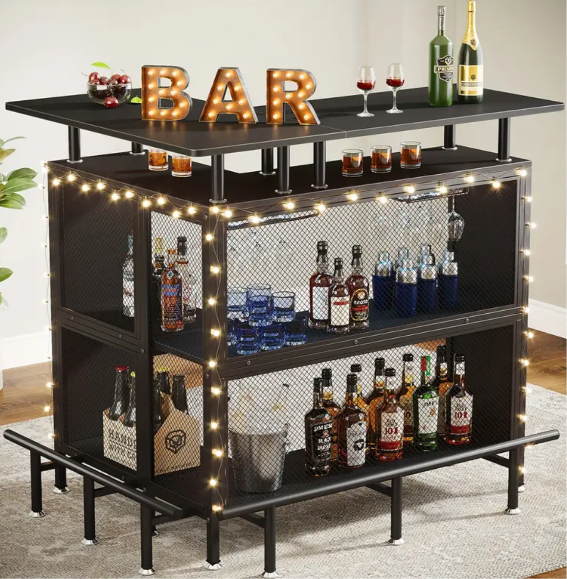 2-Tier L-Shaped Home Bar