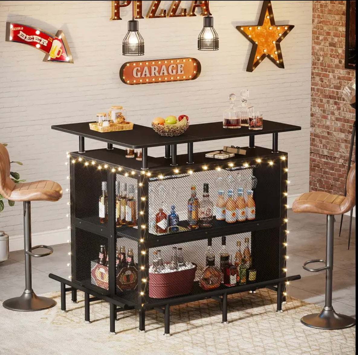 2-Tier L-Shaped Home Bar