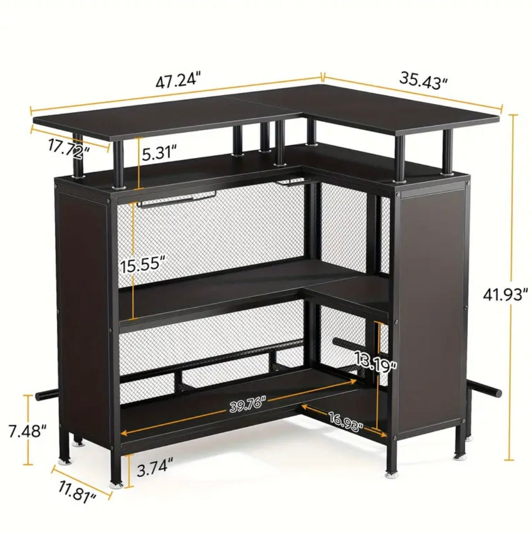 2-Tier L-Shaped Home Bar