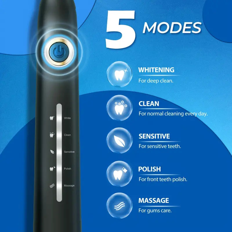 Electric Toothbrush, Sonic Toothbrushes with 8 Brush Heads 40000 VPM 5 Modes